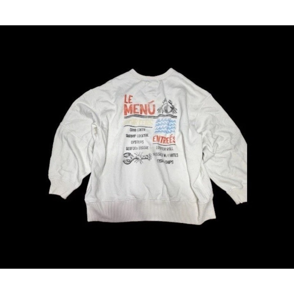 Aerie Le Menu Seafood Lobster Crab Graphic Crewneck Sweatshirt NWT Small Coastal